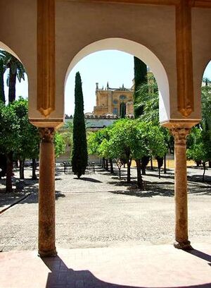 Detalle del patio de los Naranjos desde soportales (2007).jpg