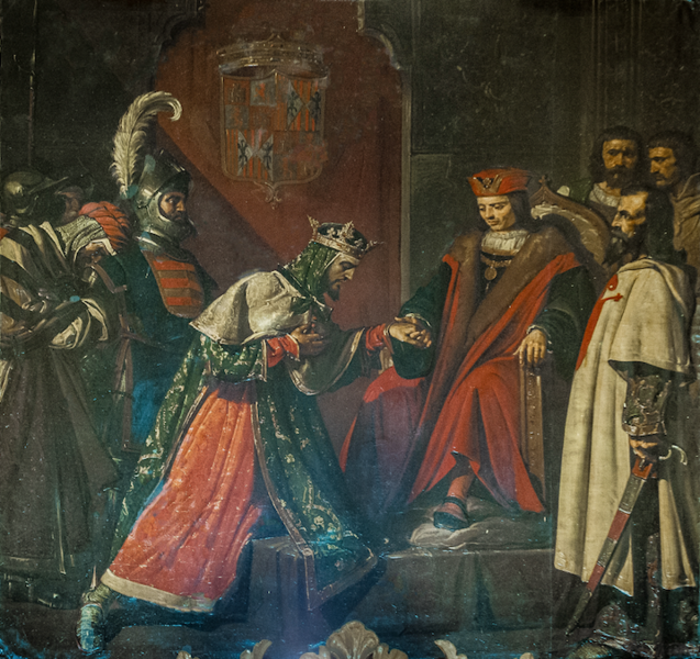 Archivo:Conducción de Boabdil prisionero después de la batalla de Lucena a presencia de los Reyes Católicos.png