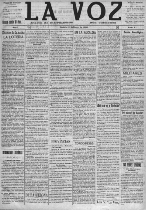 Portada de La Voz- diario gráfico de información- Año I Número 3 - 1920 enero 3.png
