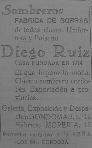 Anuncio en prensa escrita de Sombrerería Diego Ruiz (1936).jpg