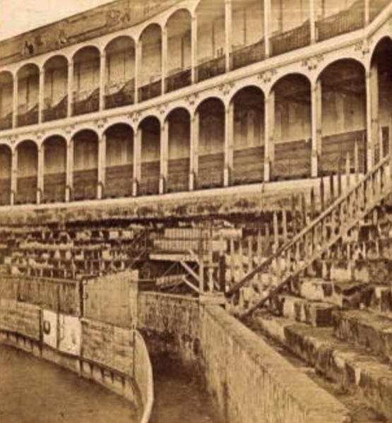 Archivo:Plaza de toros de los Tejares (1858) antes de su incendio.png