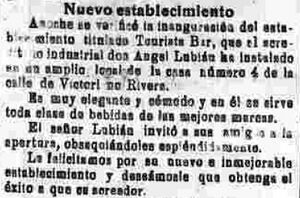 Anuncio de la inauguración del Tourist Bar.jpg