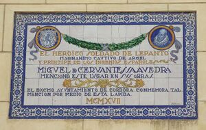 Lápida conmemorativa a Cervantes en la calle Osario.jpg