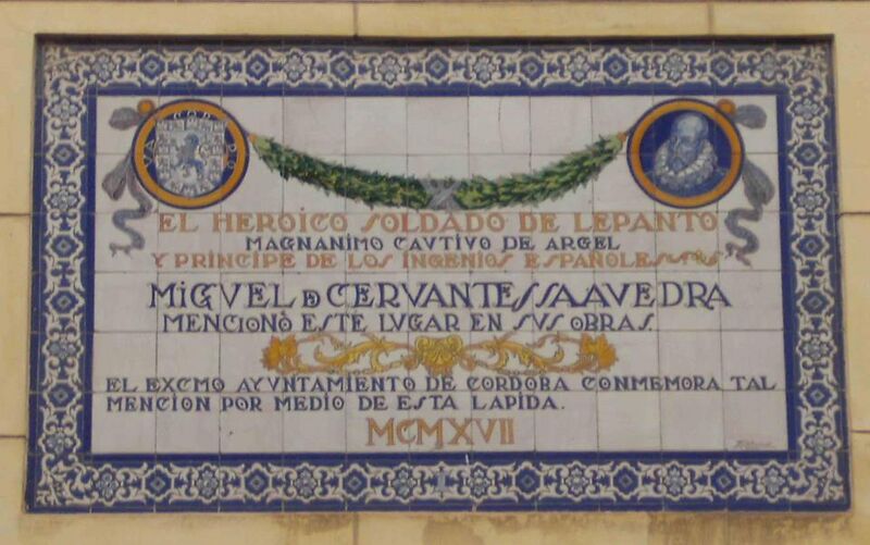 Archivo:Azulejo conmemorativo a Miguel de Cervantes en la calle Osario.jpg