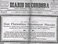 Esquela de Florentino Sotomayor en el Diario de Córdoba.