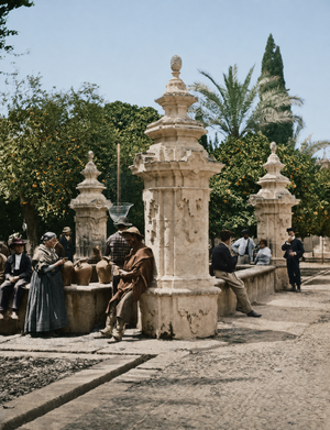 Fuente del patio de los Naranjos en 1870.png