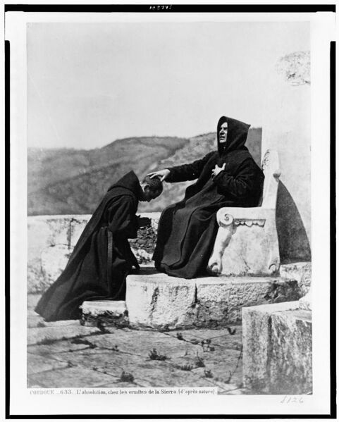 Archivo:Ermitaños en el sillón del Obispo (años 1860).jpg