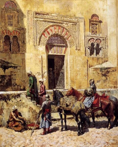 Archivo:“Entrando en la Mezquita”. Obra de Edwin Lord Weeks sobre 1895.jpg