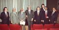Agustín Gómez, el pintor Antonio Povedano, el escultor Venancio Blanco, el poeta Luis Jiménez Martos, Miguel López, el guitarrista Rafael Trenas, Antonio Perea y el cantaor Rafael López Recio. Ateneo de Madrid. Conferencia de Agustín Gómez "Presencia de Cántico en el flamenco". (1992)