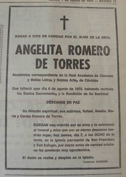 Archivo:Esquela Angelita Romero.JPG